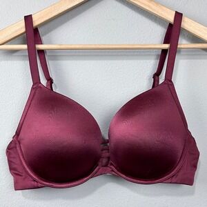 Soma Stunning Push Up Bra Womens Size 38C Burgundy Underwire Padded Microfiber